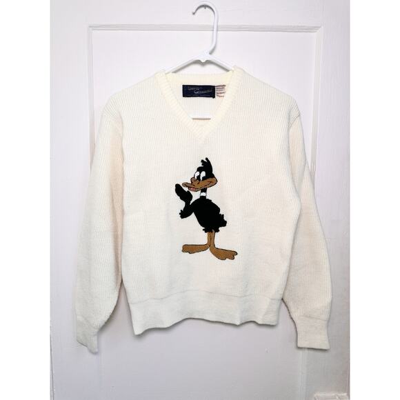 Vintage 1960s Daffy Duck American Characters Warner Brothers Tufted 3D Sweater - Picture 2 of 14
